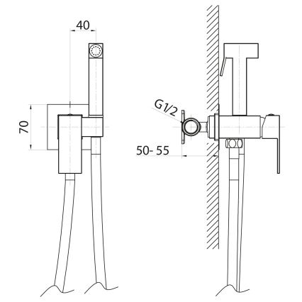 Sapho - Grifo de bidé con ducha para instalación empotrada CUBEMIX oro mate