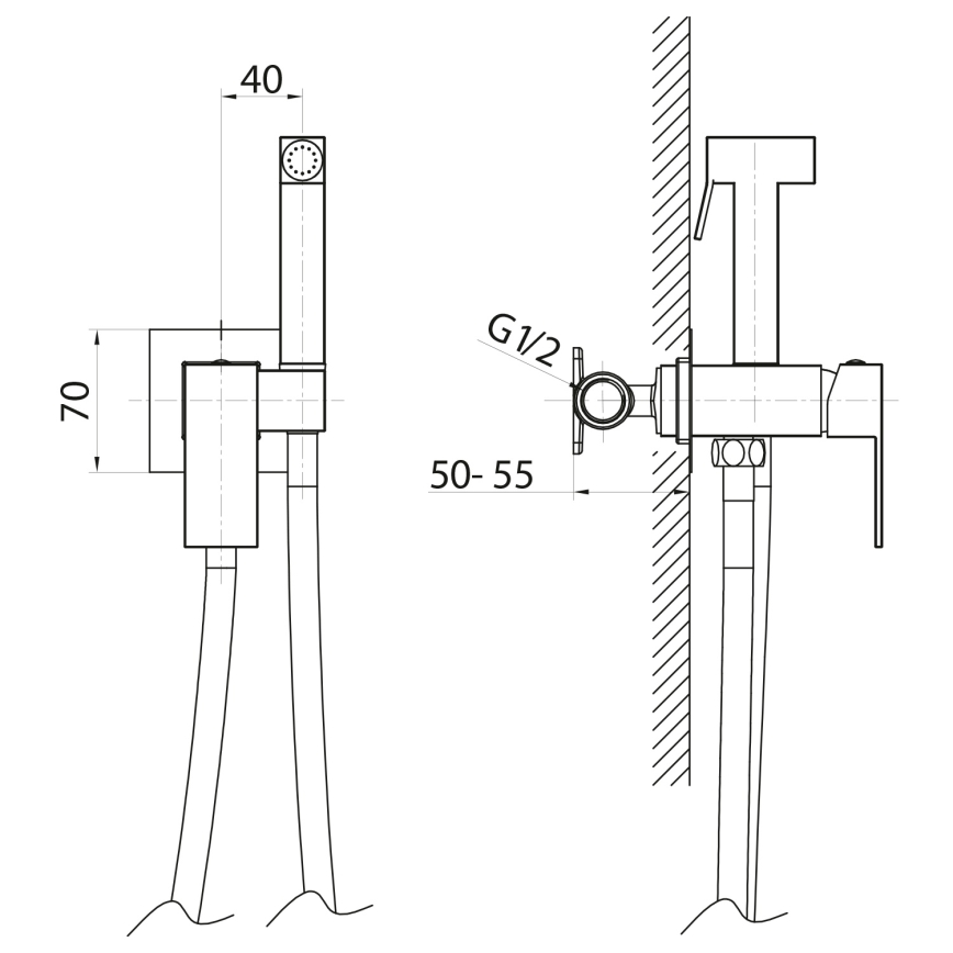 Sapho - Grifo de bidé con ducha para instalación empotrada CUBEMIX oro mate