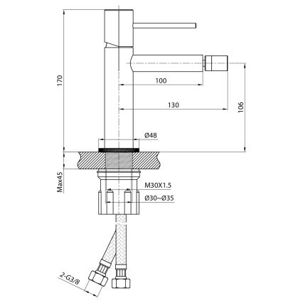 Sapho - Grifo para bidé SOLARIS negro mate