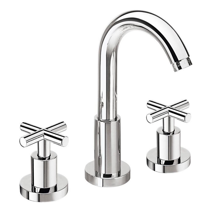 Sapho - Grifo para lavabo de 3 orificios AXIA, 23,8 cm, cromo brillante