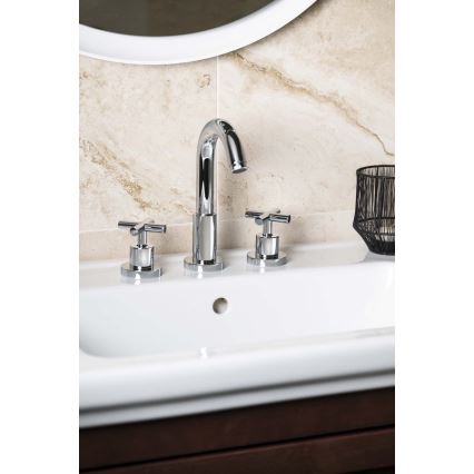 Sapho - Grifo para lavabo de 3 orificios AXIA, 23,8 cm, cromo brillante