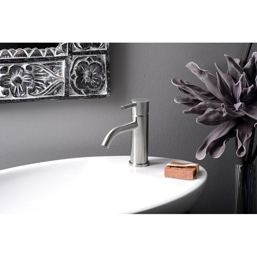 Sapho - Grifo para lavabo MINIMAL 15,8 cm acero inoxidable