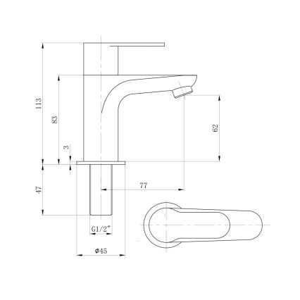 Sapho - Grifo para lavabo SMALL 11,3 cm, cromado brillante