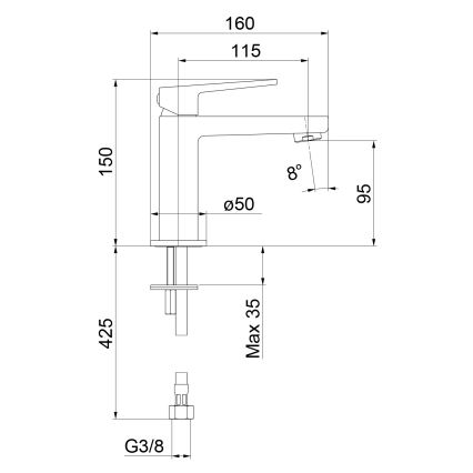 Sapho - Grifo para lavabo TURSI 15 cm cromo brillante