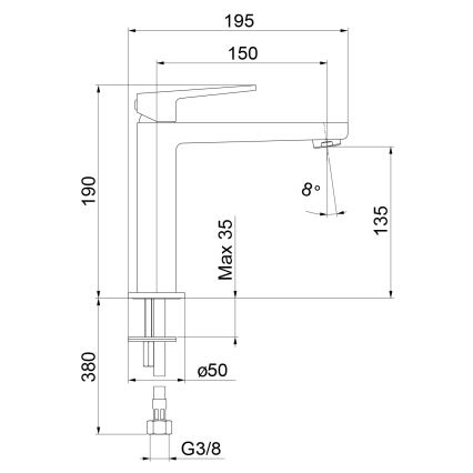 Sapho - Grifo para lavabo TURSI 19 cm, acabado en cromo brillante
