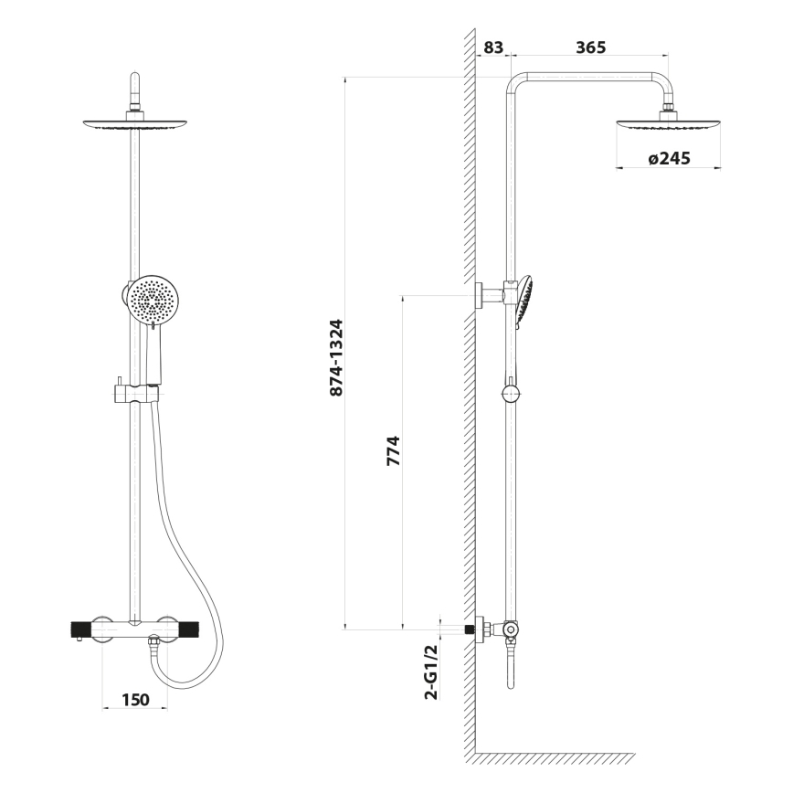 Sapho - Juego de ducha con grifería SOLARIS, cromo brillante
