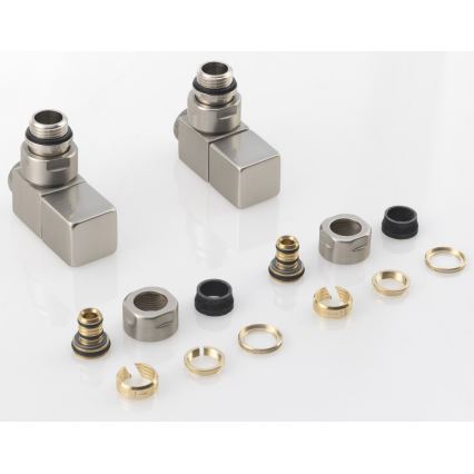 Sapho - Kit de conexión para válvulas angulares CUBE, 2 piezas, acero inoxidable cepillado