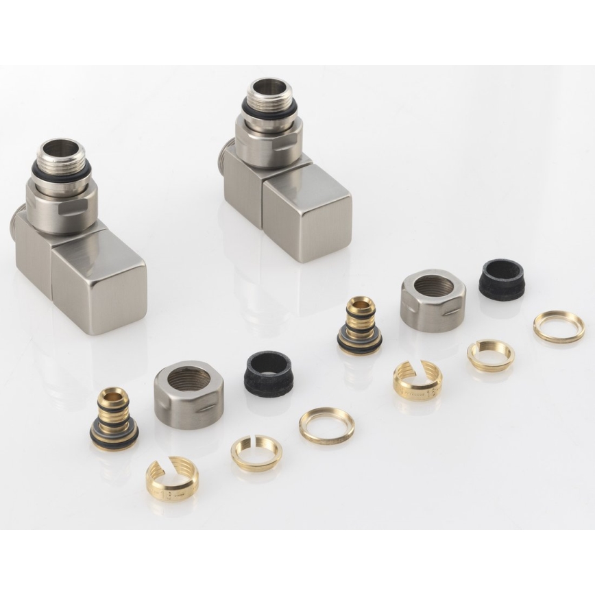 Sapho - Kit de conexión para válvulas angulares CUBE, 2 piezas, acero inoxidable cepillado
