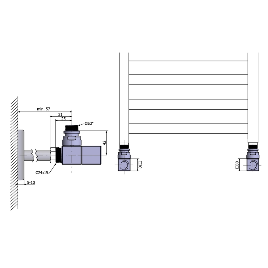 Sapho - Kit de conexión para válvulas angulares CUBE, 2 piezas, acero inoxidable cepillado