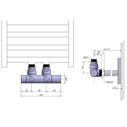 Sapho - Kit de válvulas de conexión para instalación central TWIN, cromo brillante