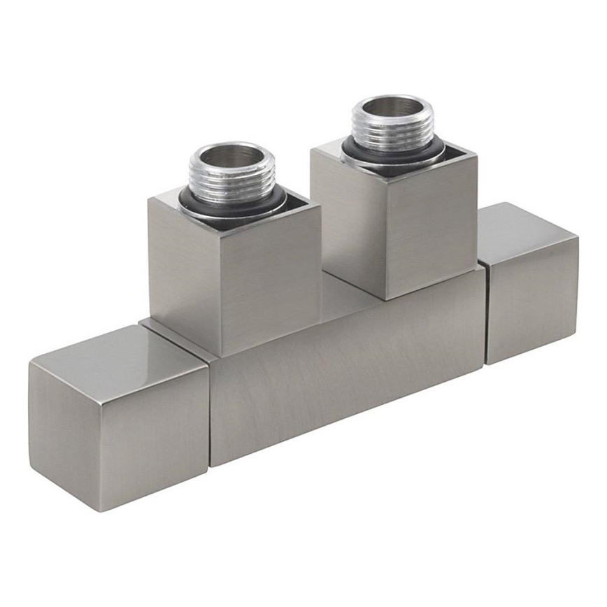Sapho - Kit de válvulas para conexión central CUBE TWIN, acero inoxidable mate