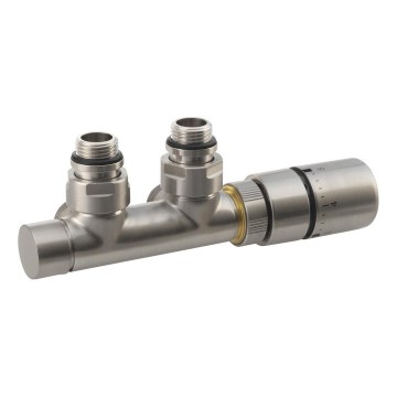 Sapho - Kit termostático para conexión central TWIN, acero inoxidable mate
