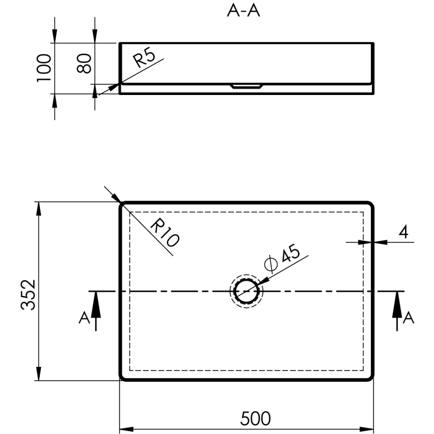 Sapho - Lavabo de encimera AURUM 50 x 35 cm, acero inoxidable cepillado