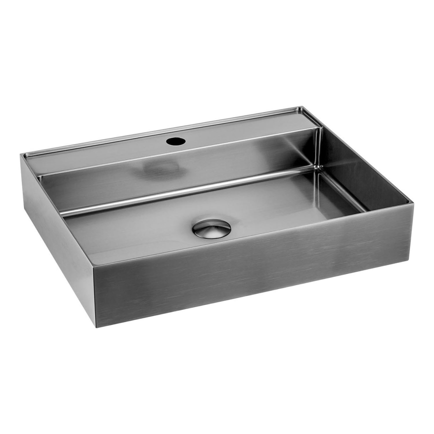 Sapho - Lavabo de encimera AURUM 55x42 cm acero inoxidable cepillado