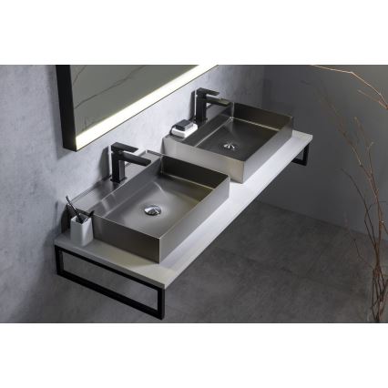 Sapho - Lavabo de encimera AURUM 55x42 cm acero inoxidable cepillado