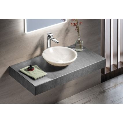 Sapho - Lavabo de encimera BLOK Ø 40 cm mármol/blanco
