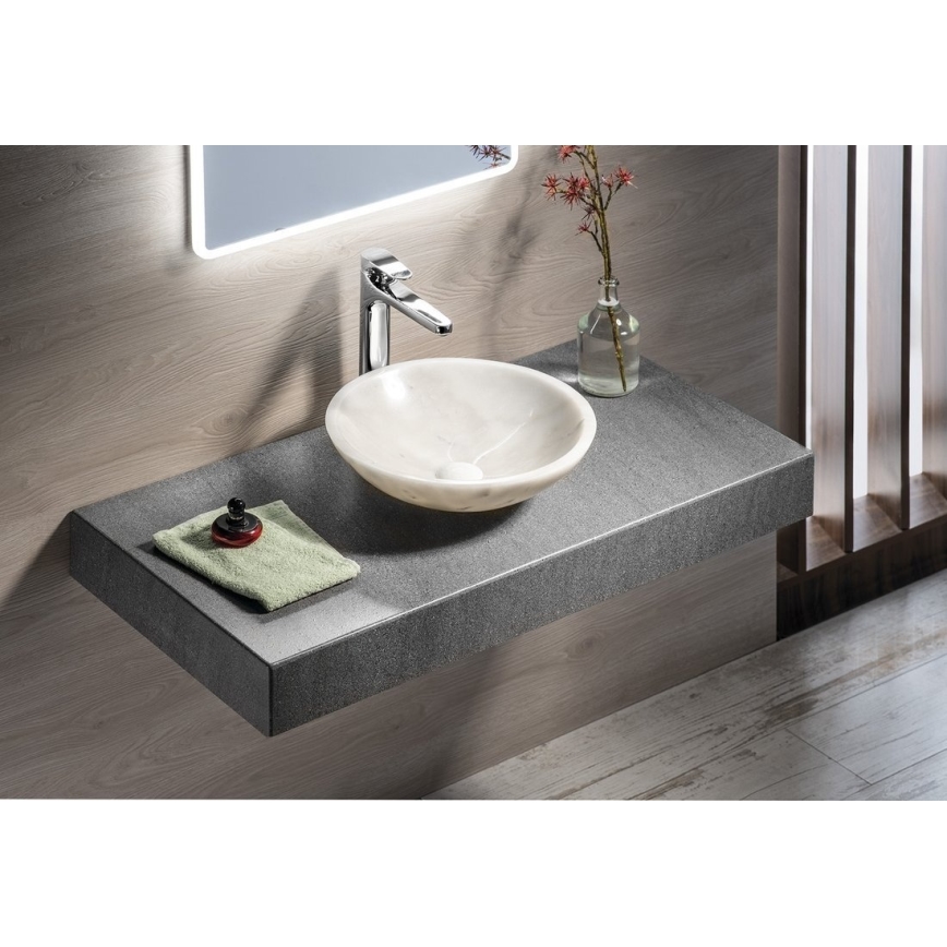 Sapho - Lavabo de encimera BLOK Ø 40 cm mármol/blanco