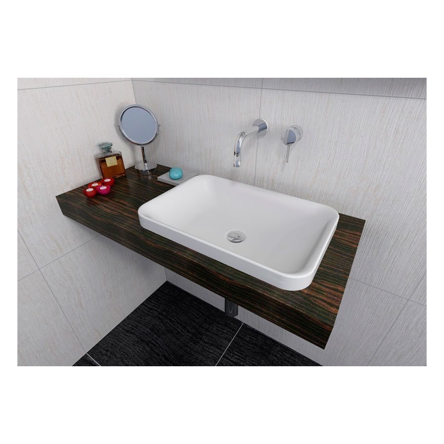 Sapho - Lavabo encastrado ASOFFI 55x37 cm mármol/blanco