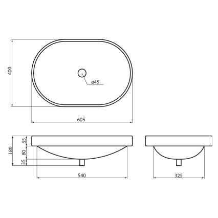 Sapho - Lavabo encastrado LIMA 60x40 cm cerámica/blanco
