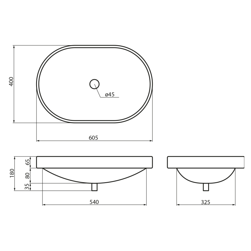 Sapho - Lavabo encastrado LIMA 60x40 cm cerámica/blanco