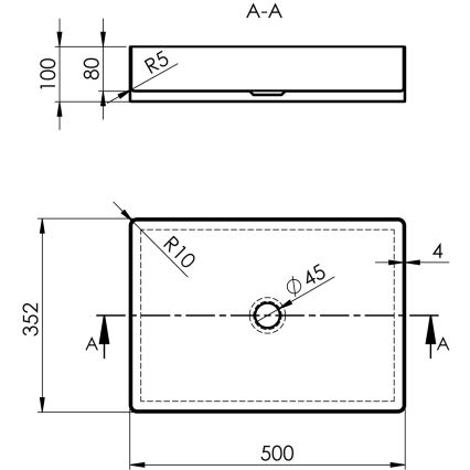 Sapho - Lavabo para encimera AURUM 50 x 35 cm, dorado mate