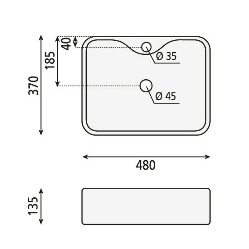 Sapho - Lavabo para encimera BALENA 48x37 cm negro mate
