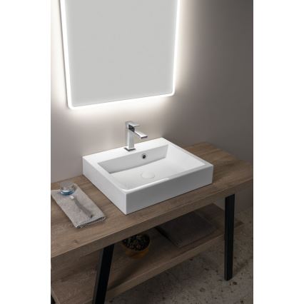 Sapho - Lavabo para encimera ORINOKO 50x42 cm mármol/blanco