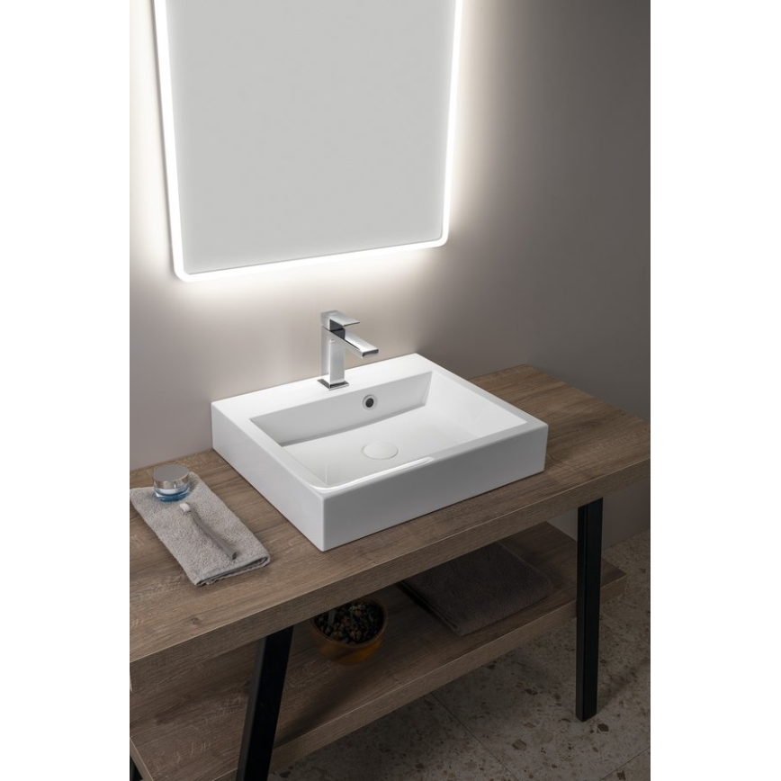 Sapho - Lavabo para encimera ORINOKO 50x42 cm mármol/blanco