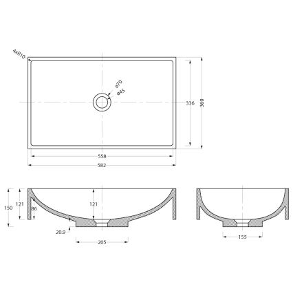 Sapho - Lavabo sobre encimera 58x36 cm hormigón/negro