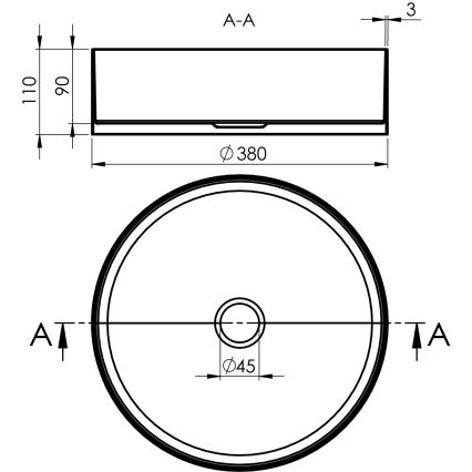 Sapho - Lavabo sobre encimera AURUM Ø 38 cm, acero inoxidable cepillado