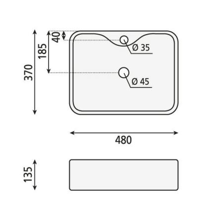 Sapho - Lavabo sobre encimera BALENA 48x37 cm cerámica/blanco