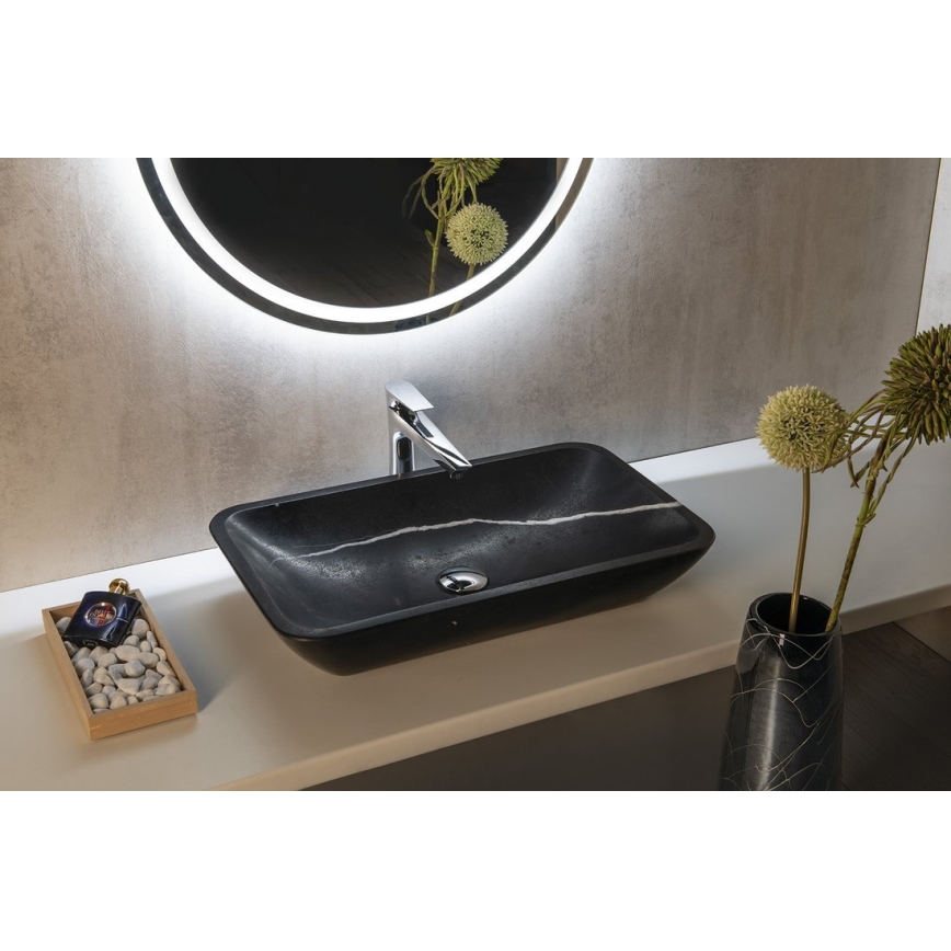 Sapho - Lavabo sobre encimera BLOK 60x35 cm piedra/negro mate