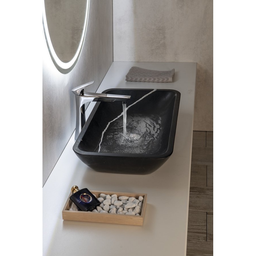 Sapho - Lavabo sobre encimera BLOK 60x35 cm piedra/negro mate