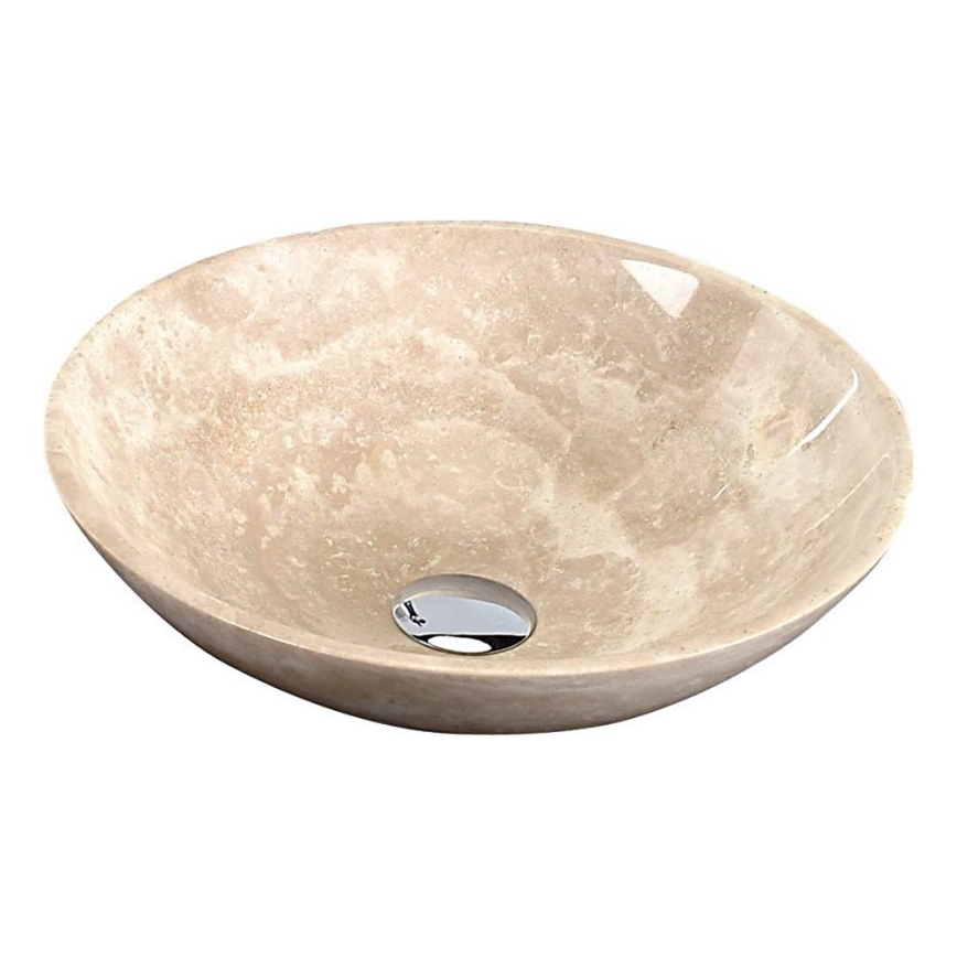 Sapho - Lavabo sobre encimera BLOK Ø 40 cm beige/travertino