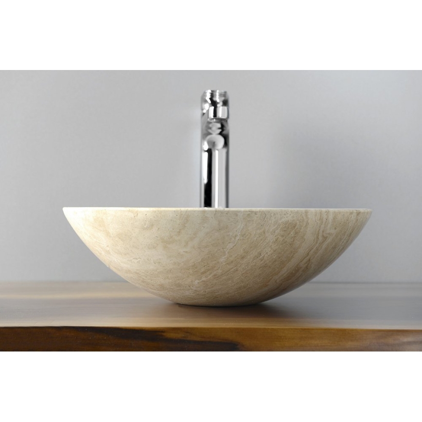 Sapho - Lavabo sobre encimera BLOK Ø 40 cm beige/travertino