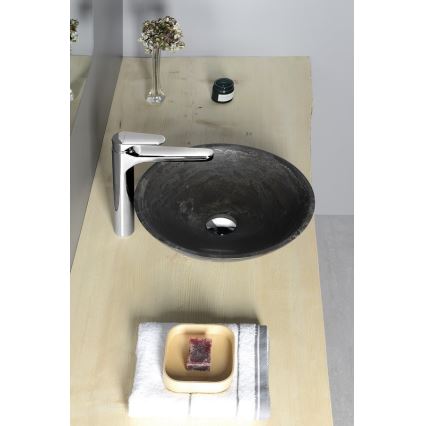 Sapho - Lavabo sobre encimera BLOK Ø 40 cm marrón/piedra