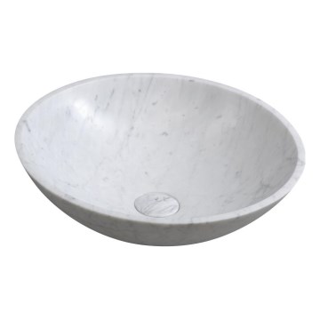 Sapho - Lavabo sobre encimera BLOK Ø 42 cm piedra/Carrara/blanco mate