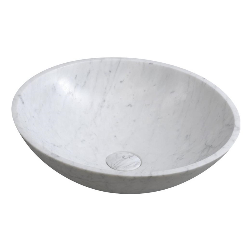 Sapho - Lavabo sobre encimera BLOK Ø 42 cm piedra/Carrara/blanco mate