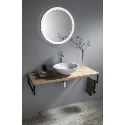 Sapho - Lavabo sobre encimera BLOK Ø 42 cm piedra/Carrara/blanco mate