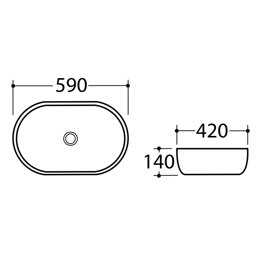 Sapho - Lavabo sobre encimera DALMA 59x42 cm cerámica/gris