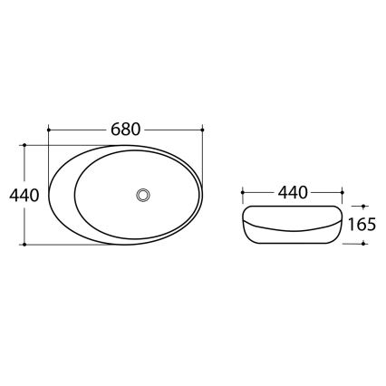 Sapho - Lavabo sobre encimera DALMA 68x44 cm gris