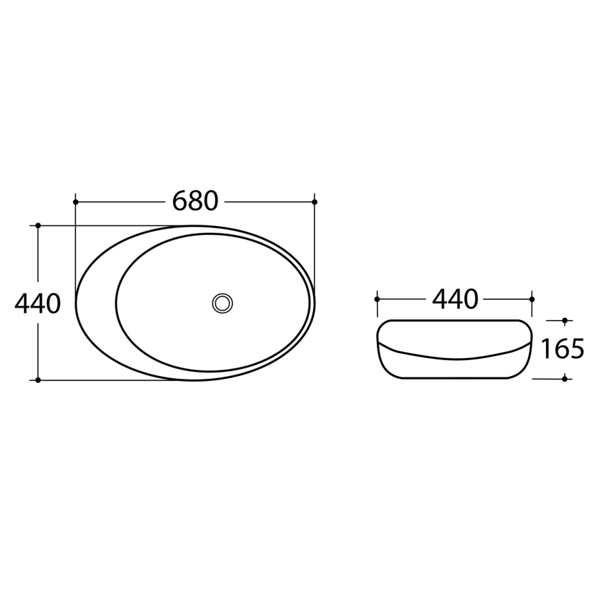 Sapho - Lavabo sobre encimera DALMA 68x44 cm gris