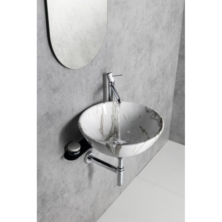 Sapho - Lavabo sobre encimera DALMA Ø 42 cm cerámica/Carrara/blanco
