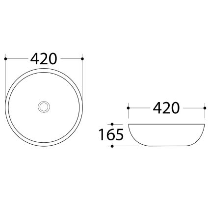 Sapho - Lavabo sobre encimera DALMA Ø 42 cm cerámica/Carrara/blanco