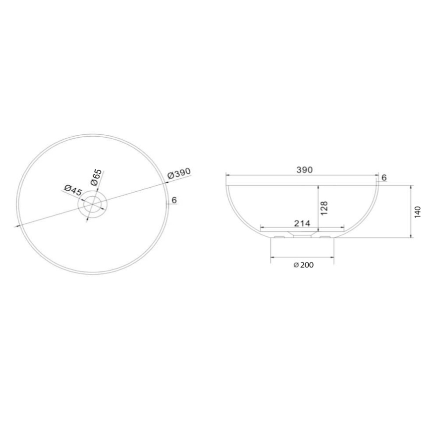 Sapho - Lavabo sobre encimera FORMIGO Ø 39 cm hormigón/antracita