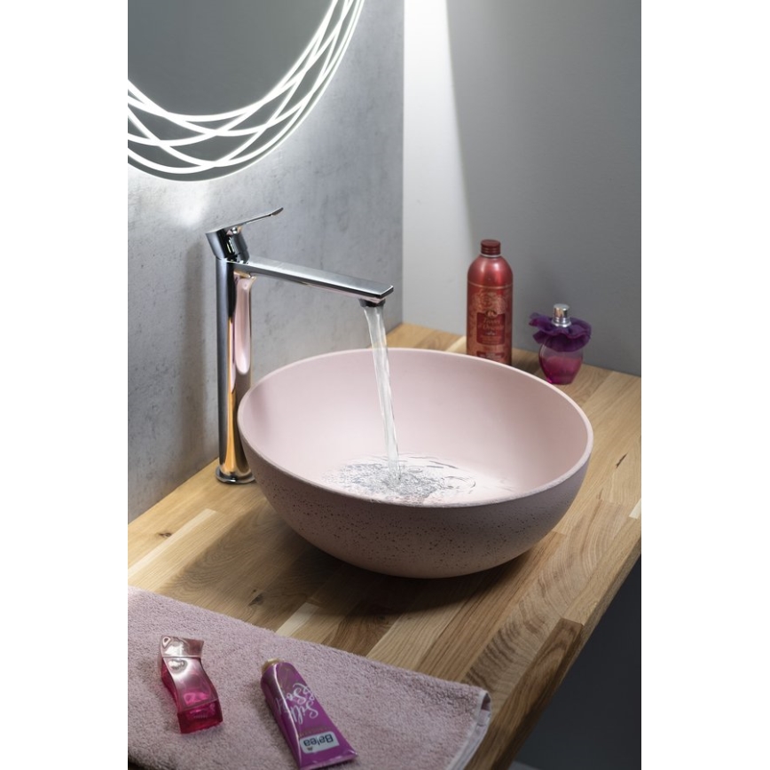 Sapho - Lavabo sobre encimera FORMIGO Ø 39 cm hormigón/rosa