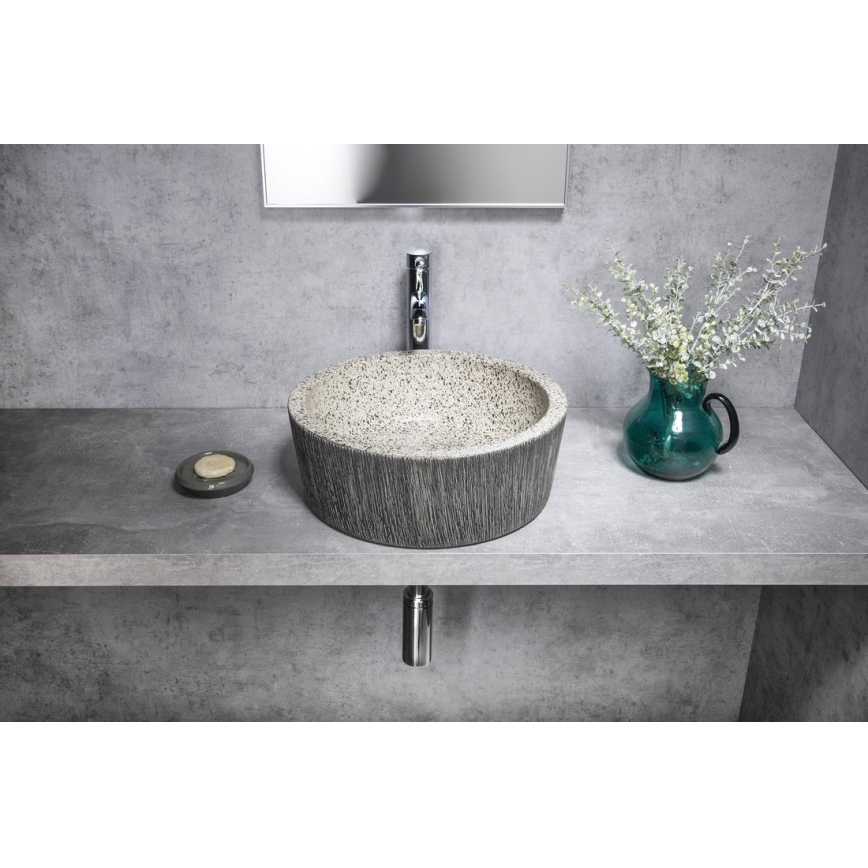 Sapho - Lavabo sobre encimera PRIORI Ø 41 cm blanco/gris