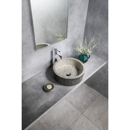 Sapho - Lavabo sobre encimera PRIORI Ø 41 cm blanco/gris
