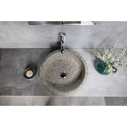 Sapho - Lavabo sobre encimera PRIORI Ø 41 cm blanco/gris