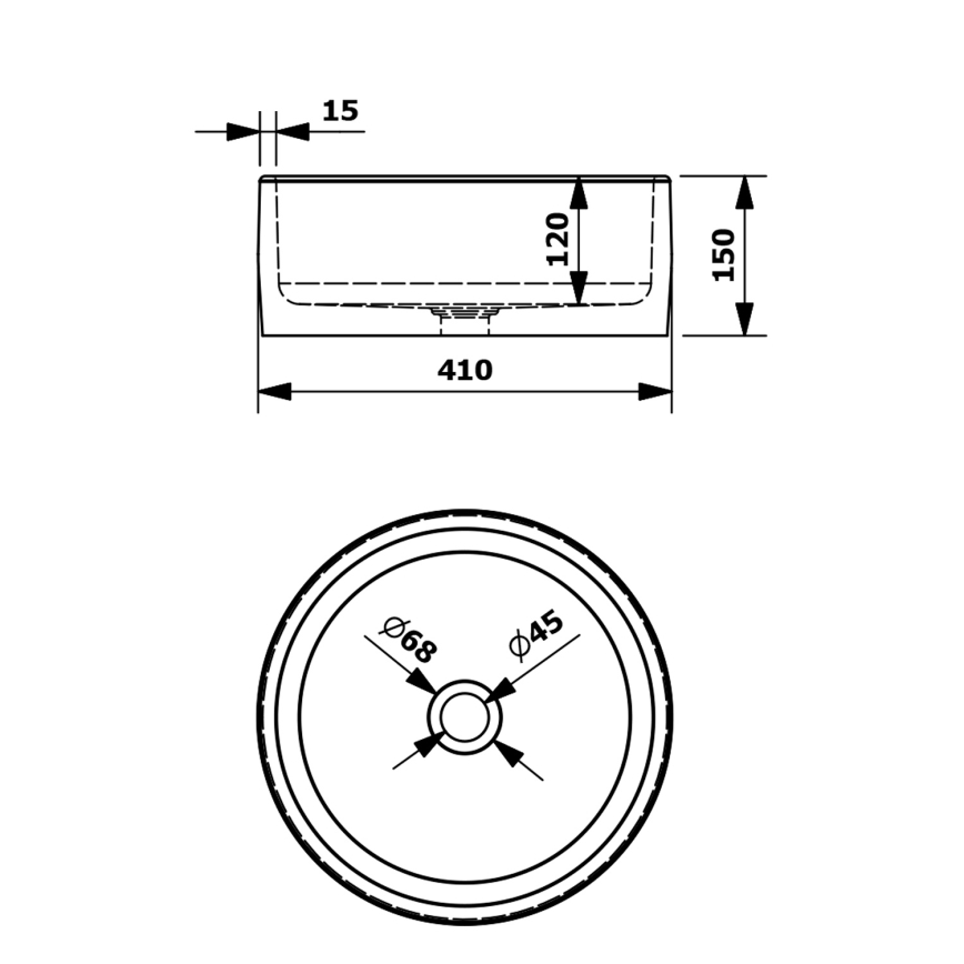 Sapho - Lavabo sobre encimera PRIORI Ø 41 cm blanco/gris